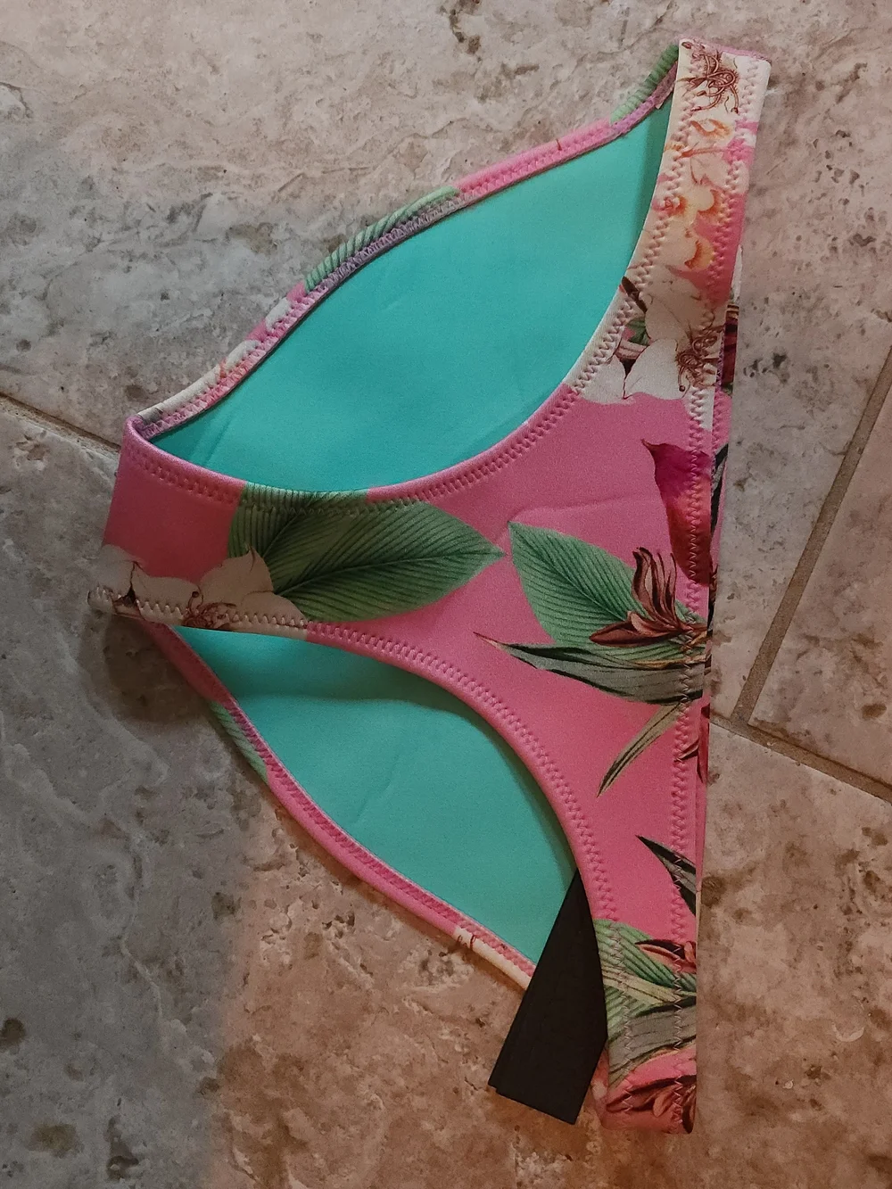 triangl swimwear Pink Tropical Bikini Bottom with Aqua Lining